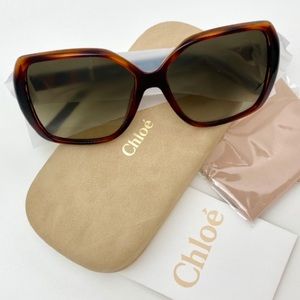 NEW CHLOE 58mm Daisy Oversized Tortoise Sunglasses